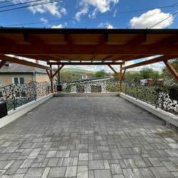 Wrought iron railing in the carport  exterior railing