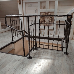 Forged vintage railing - interior railing in a family house attic 