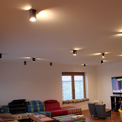 General view of Living room lighting in a family house - artistic lightings 