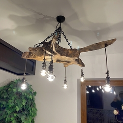 A designer vintage chandelier made from oak wood – A pendant lighting