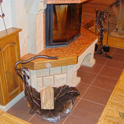 Oak firewood rack - fireplace tools hand forged in UKOVMI