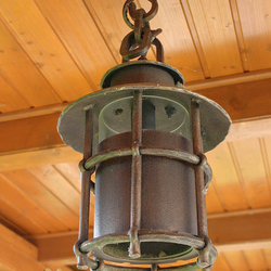 Stropné svietidlo do altánku, na terasu - exteriérové svietidlo Klasik so sklom - kovaný luster