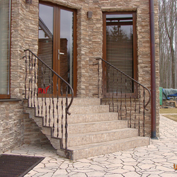 A wrought iron railing - entrance stairs
